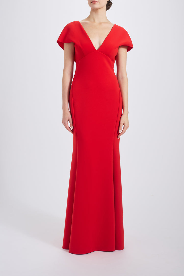 Italian Stretch Crepe  V-neck Gown, dress from Collection Evening by Amsale, Fabric: crepe