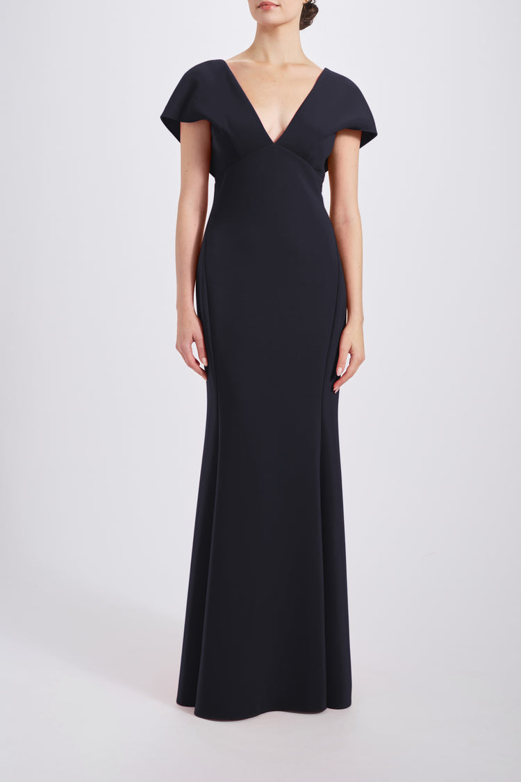 Italian Stretch Crepe  V-neck Gown, dress from Collection Evening by Amsale, Fabric: crepe