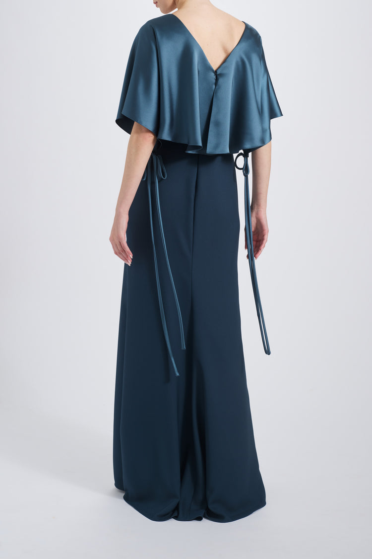 Cape Fluid Satin Gown, dress from Collection Evening by Amsale, Fabric: fluid-satin
