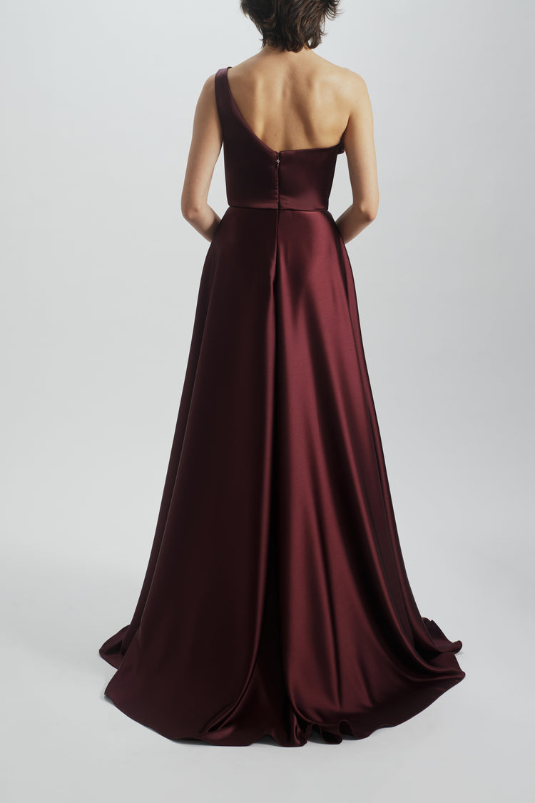 One Shoulder Drape Gown Ruby / 12 | Amsale One Shoulder Drape Gown Ruby / 12 | Amsale