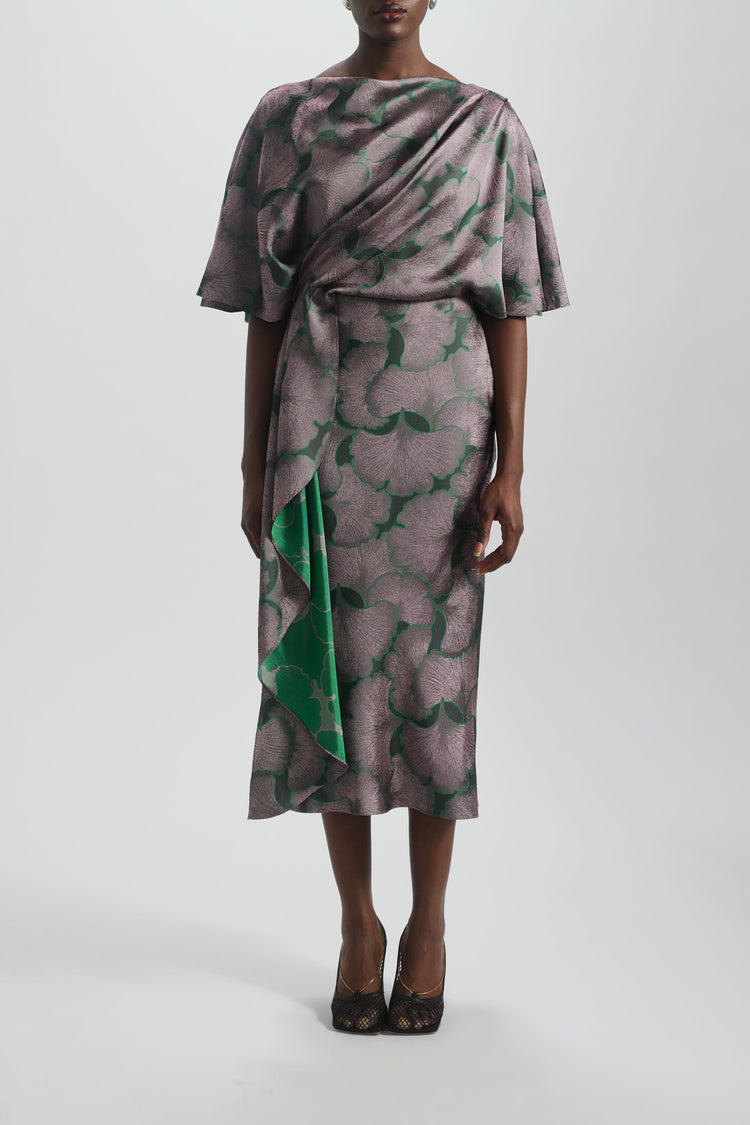 Jacquard Cascading Drape Dress, dress from Collection Evening by Amsale, Fabric: jacquard