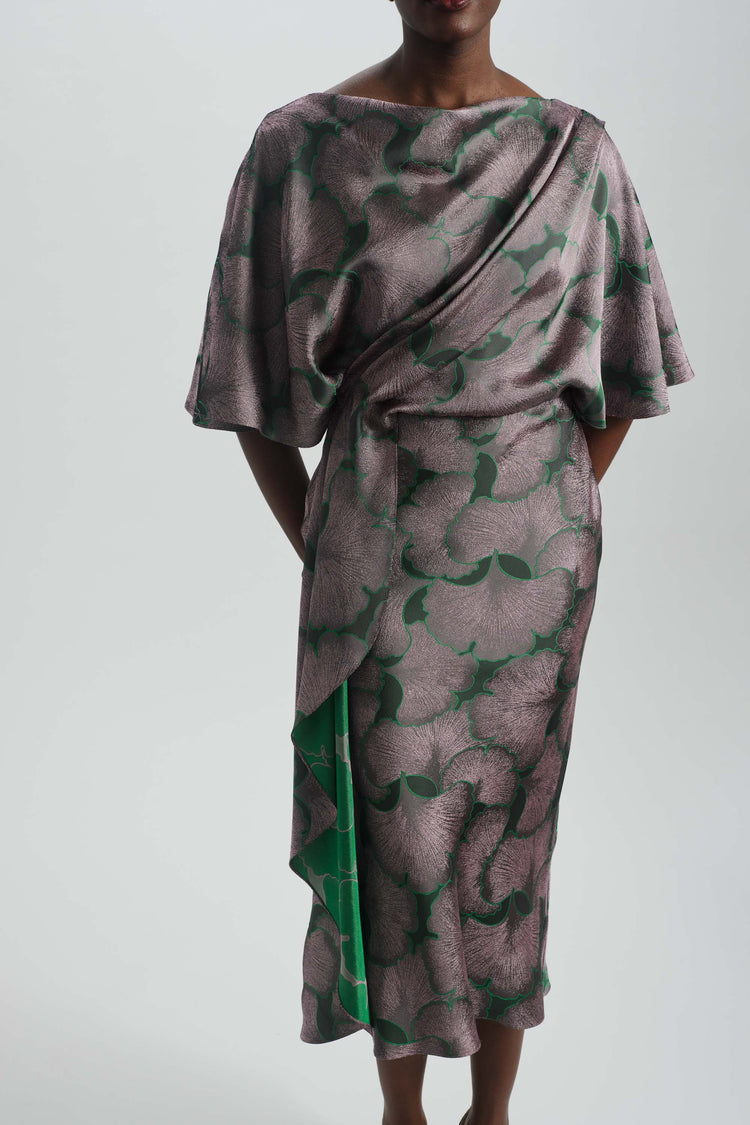 Jacquard Cascading Drape Dress, dress from Collection Evening by Amsale, Fabric: jacquard