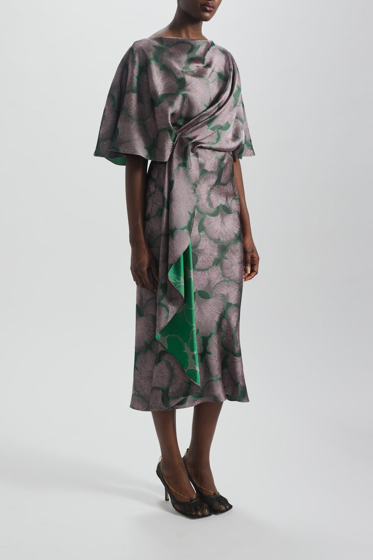 Jacquard Cascading Drape Dress, dress from Collection Evening by Amsale, Fabric: jacquard