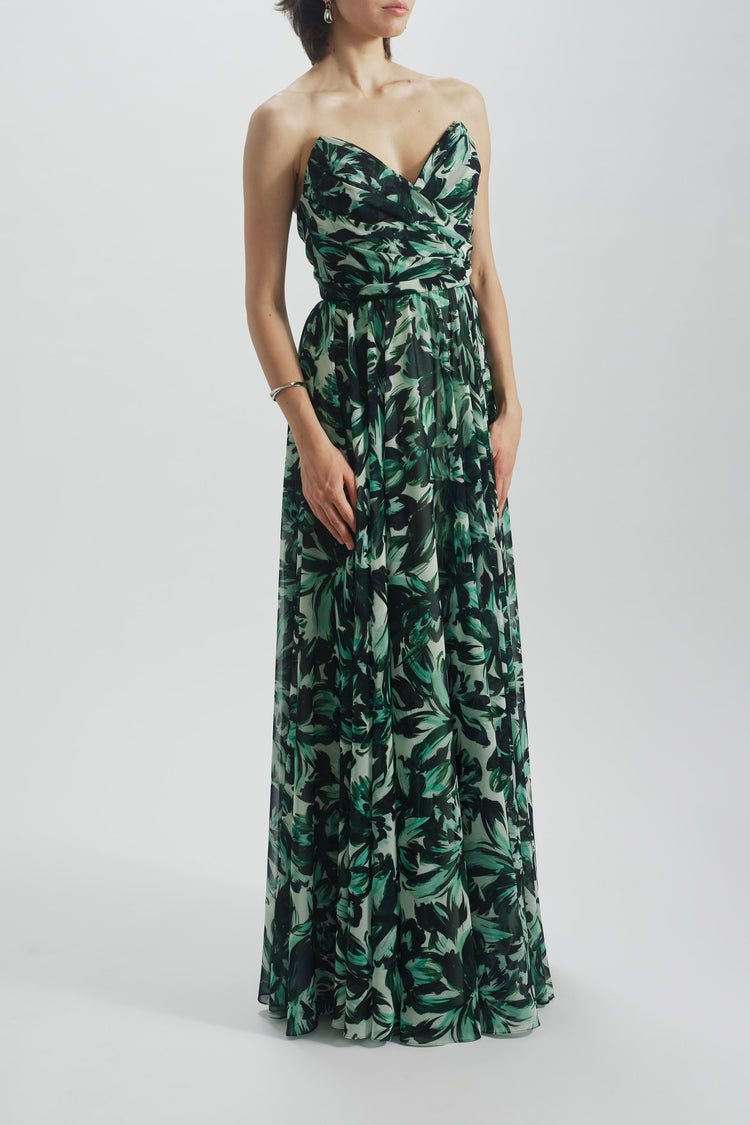 Image number 2: Printed Strapless Dress in Emerald-Multi, side view