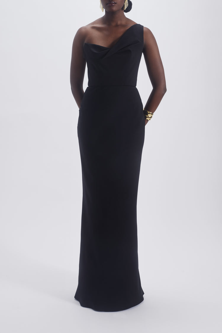 One Shoulder Draped Gown, dress from Collection Evening by Amsale, Fabric: crepe
