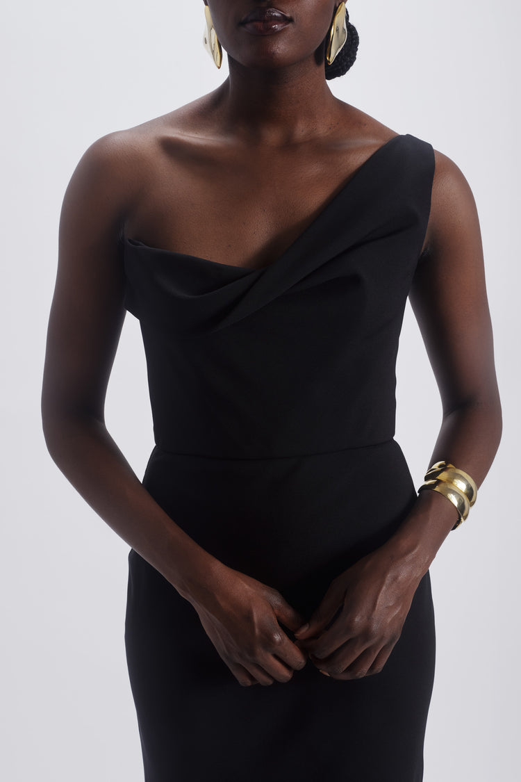 One Shoulder Draped Gown, dress from Collection Evening by Amsale, Fabric: crepe