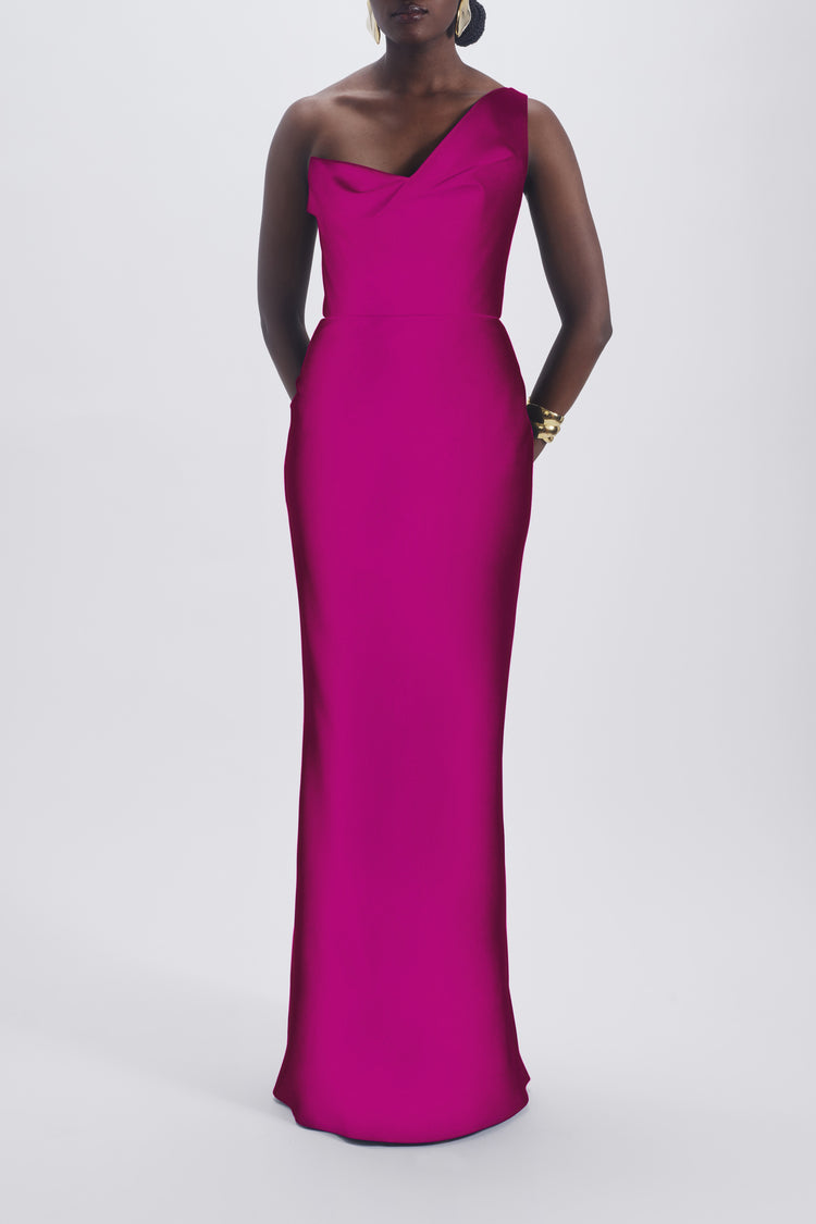 One Shoulder Draped Gown, dress from Collection Evening by Amsale, Fabric: crepe