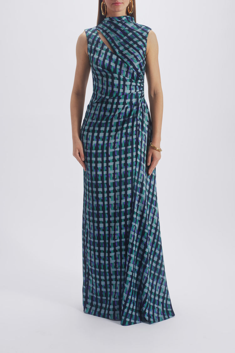 Printed Asymmetric Gown, dress from Collection Evening by Amsale, Fabric: hammered-satin