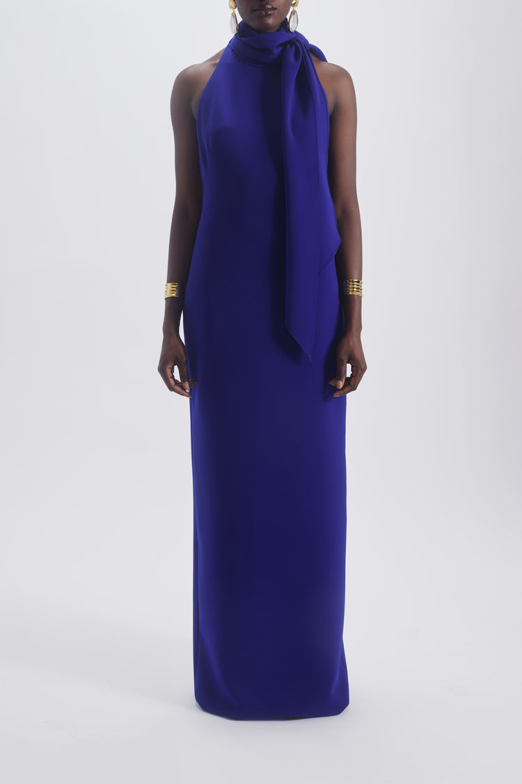 Halter Tie Sheath Gown, dress from Collection Evening by Amsale, Fabric: crepe