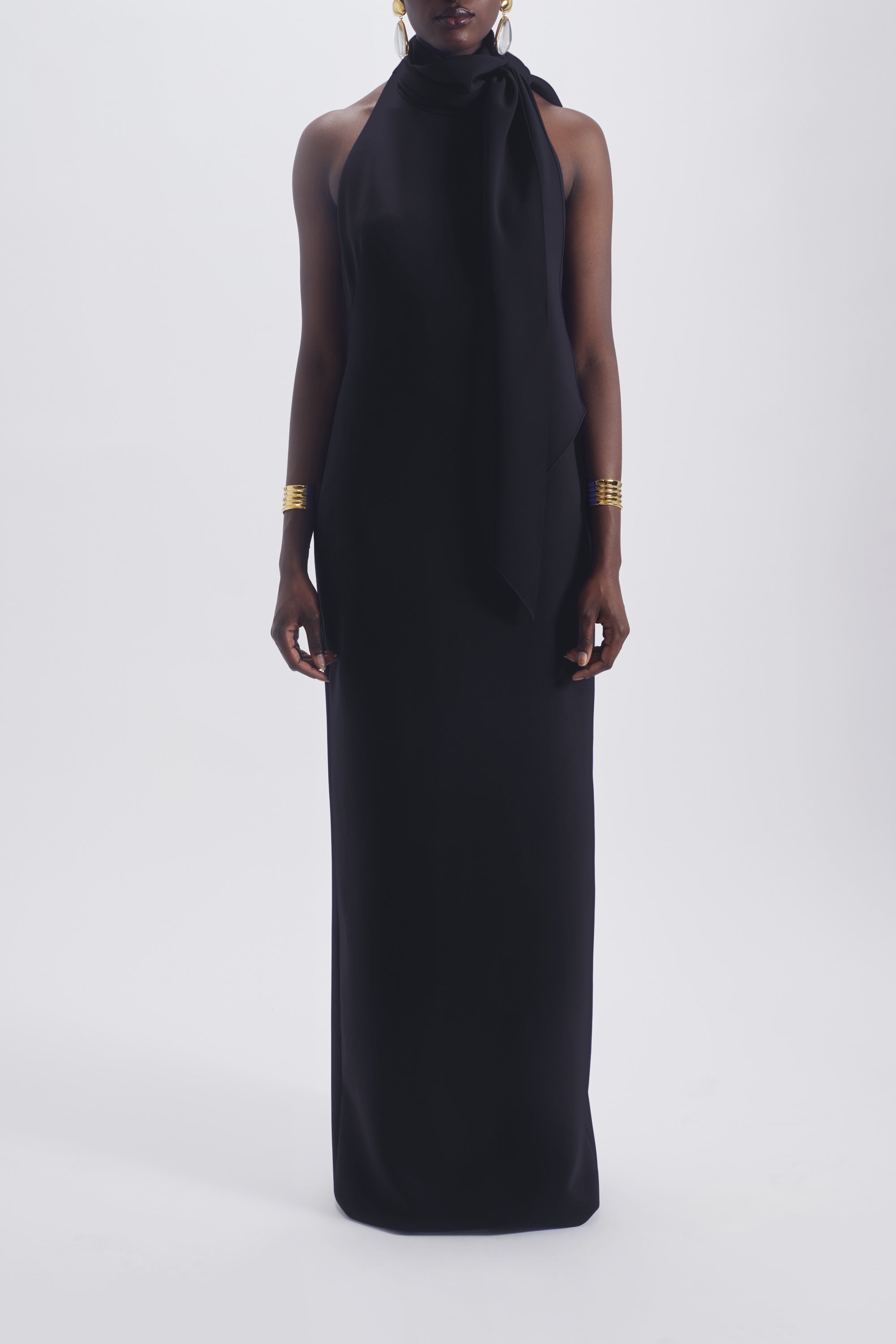 Halter Tie Sheath Gown Black / 4 | Amsale Halter Tie Sheath Gown Black / 4 | Amsale