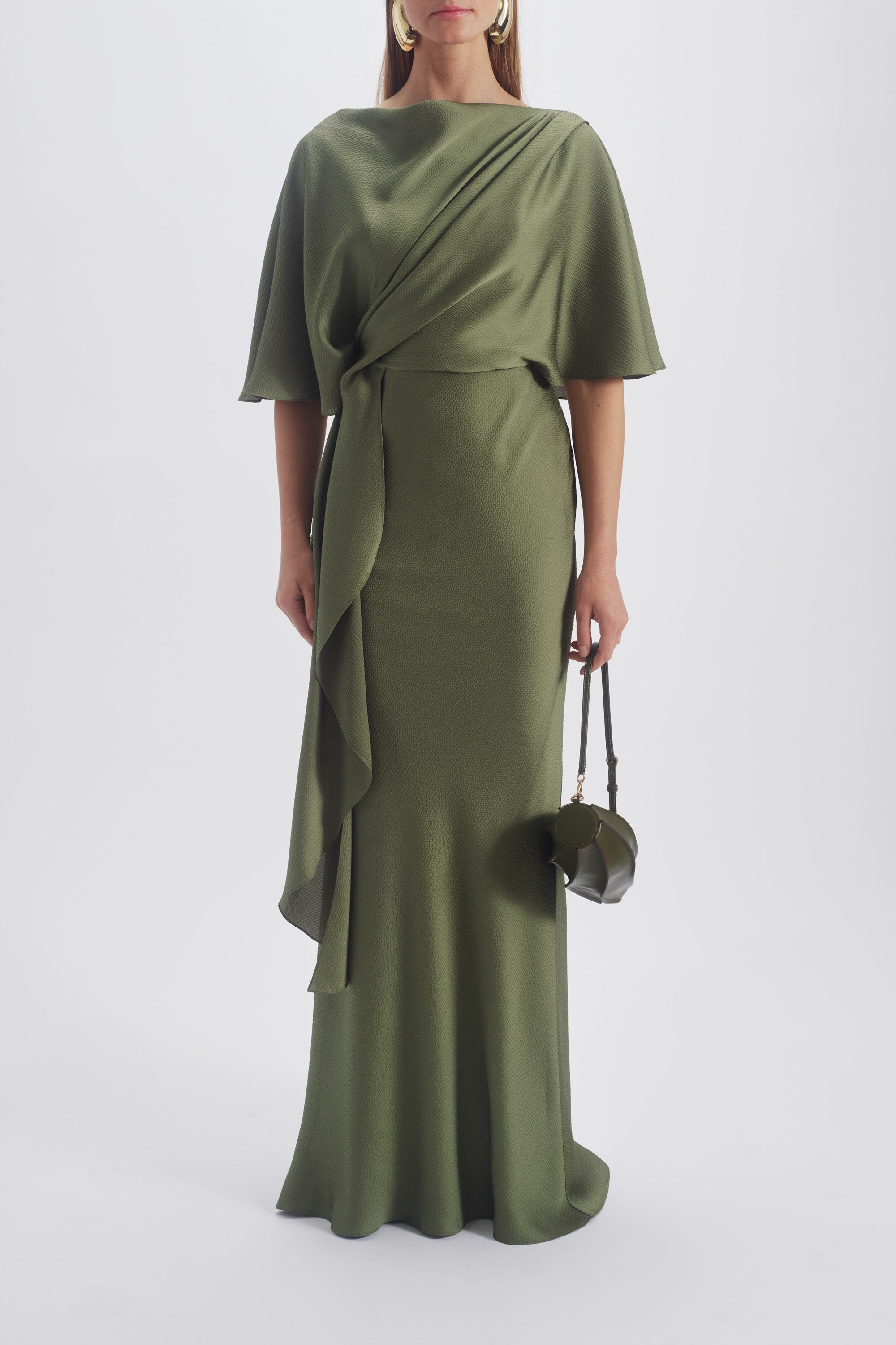 Cascading Drape Dress Moss / 22 | Amsale Cascading Drape Dress Moss / 22 | Amsale