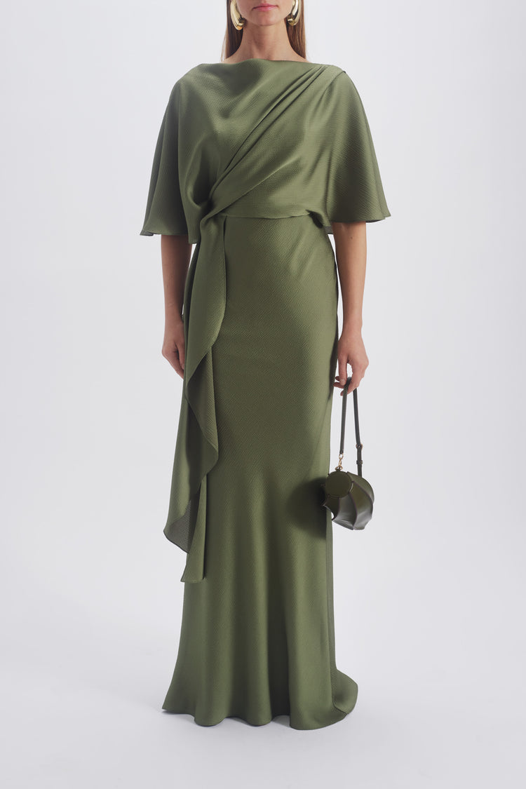 Cascading Drape Dress Moss / 22 | Amsale Cascading Drape Dress Moss / 22 | Amsale