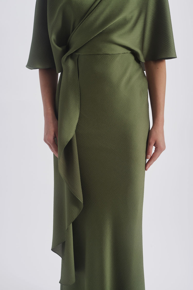Cascading Drape Dress Moss / 22 | Amsale Cascading Drape Dress Moss / 22 | Amsale