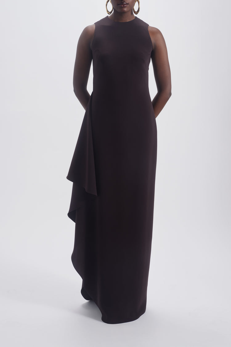 Jewel Neck Drape Dress, dress from Collection Evening by Amsale, Fabric: crepe