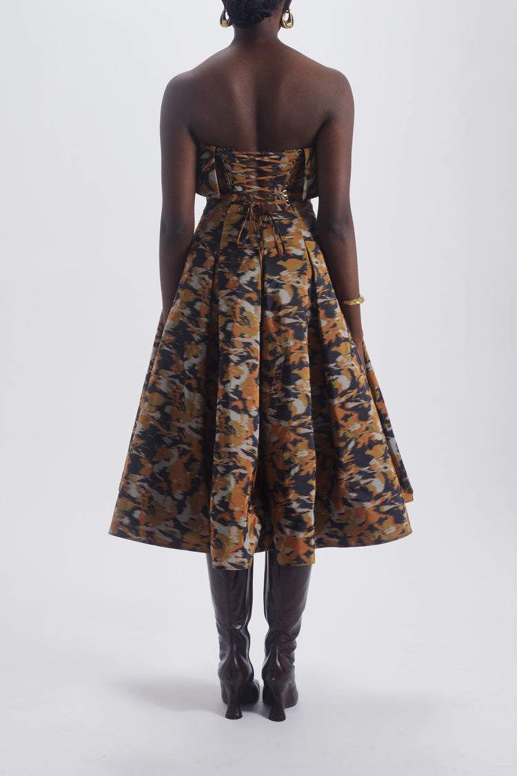 Printed Laced Back Dress, dress from Collection Evening by Amsale, Fabric: hammered-satin