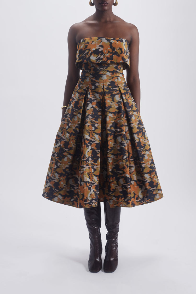Printed Laced Back Dress, dress from Collection Evening by Amsale, Fabric: hammered-satin