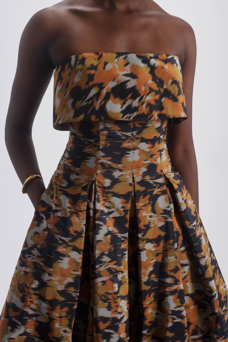 Printed Laced Back Dress, dress from Collection Evening by Amsale, Fabric: hammered-satin