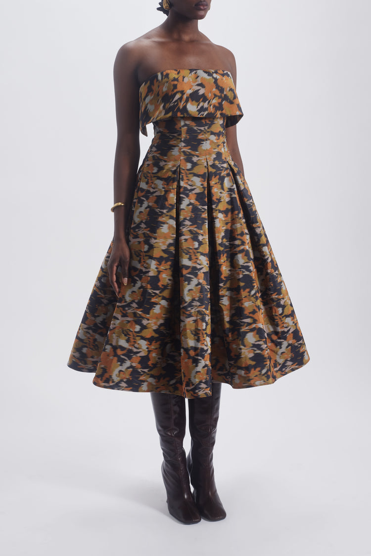 Printed Laced Back Dress, dress from Collection Evening by Amsale, Fabric: hammered-satin