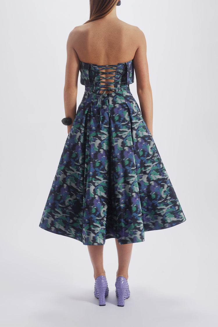 Printed Laced Back Dress, dress from Collection Evening by Amsale, Fabric: hammered-satin