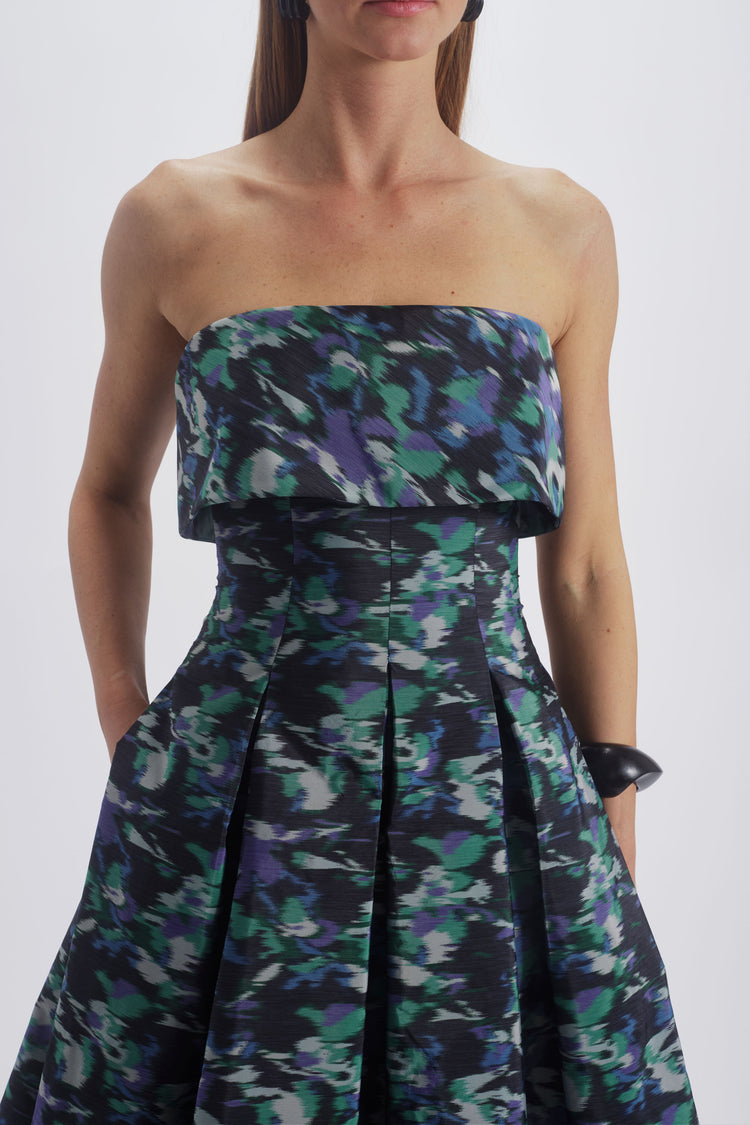 Printed Laced Back Dress, dress from Collection Evening by Amsale, Fabric: hammered-satin