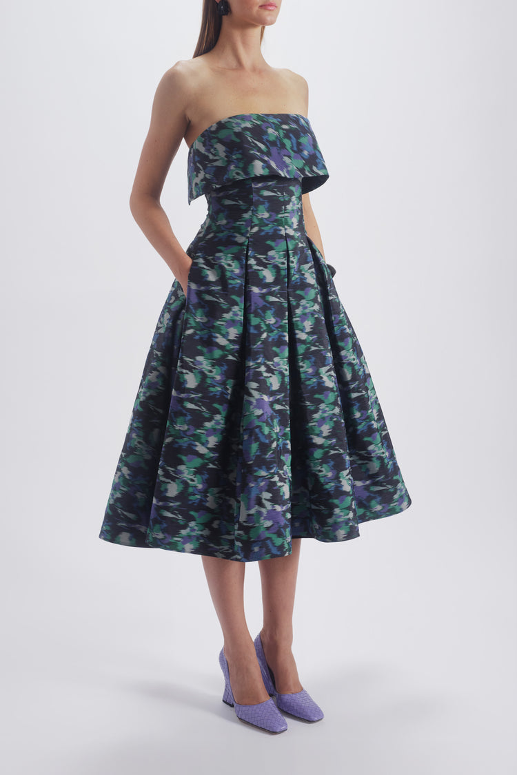 Printed Laced Back Dress, dress from Collection Evening by Amsale, Fabric: hammered-satin