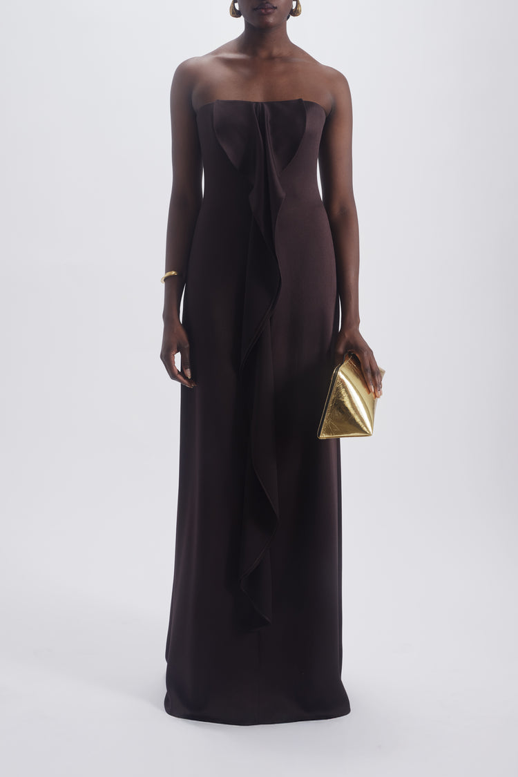 Strapless Cascade Dress, dress from Collection Evening by Amsale, Fabric: crepe