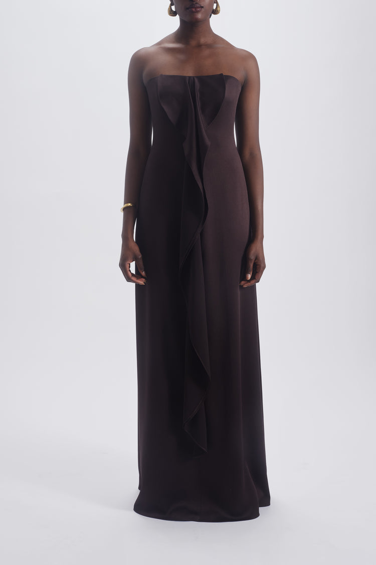 Strapless Cascade Dress, dress from Collection Evening by Amsale, Fabric: crepe