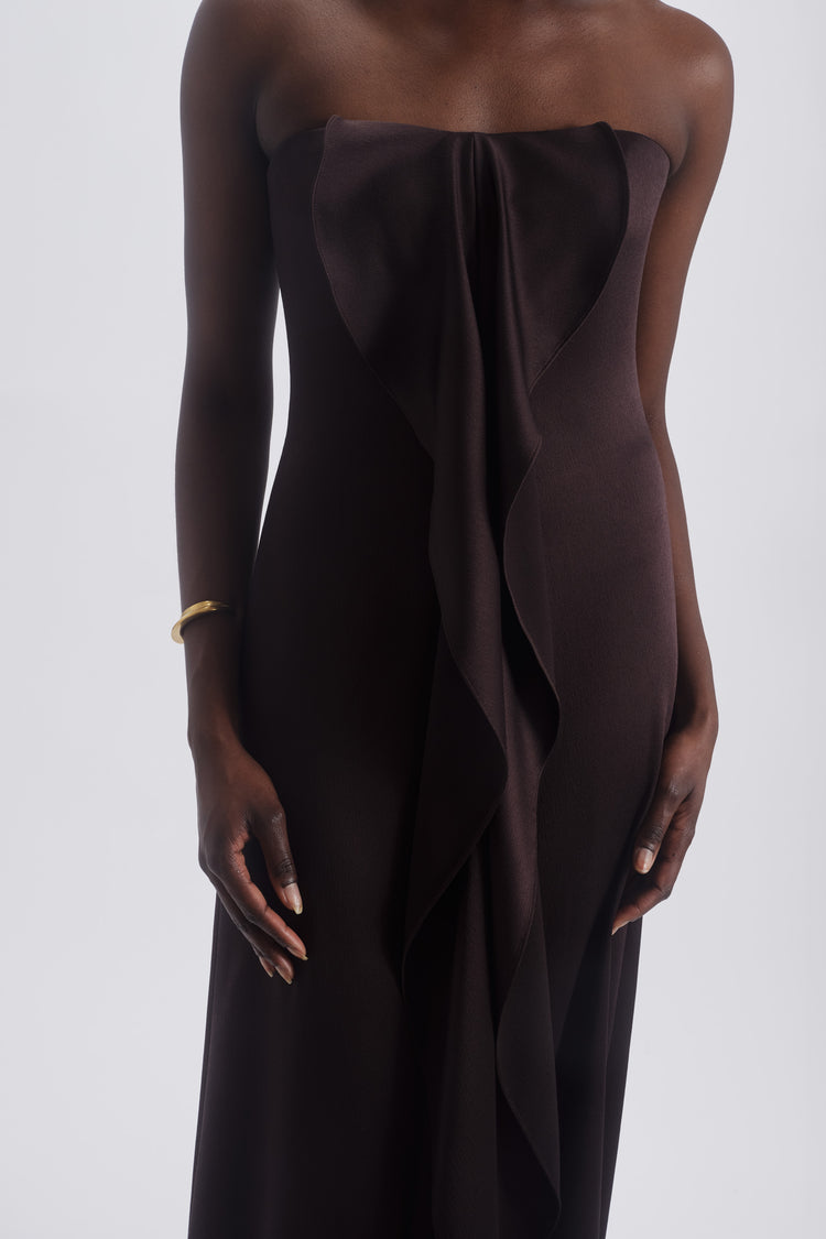 Strapless Cascade Dress, dress from Collection Evening by Amsale, Fabric: crepe