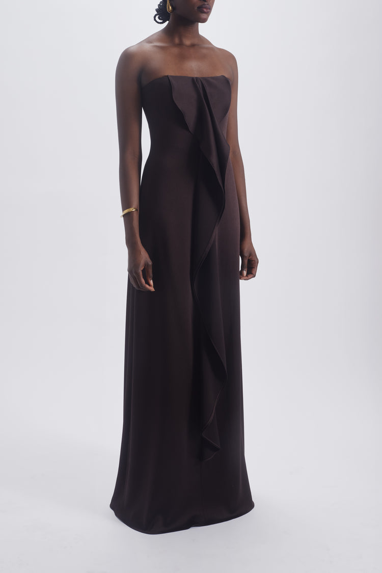 Strapless Cascade Dress, dress from Collection Evening by Amsale, Fabric: crepe