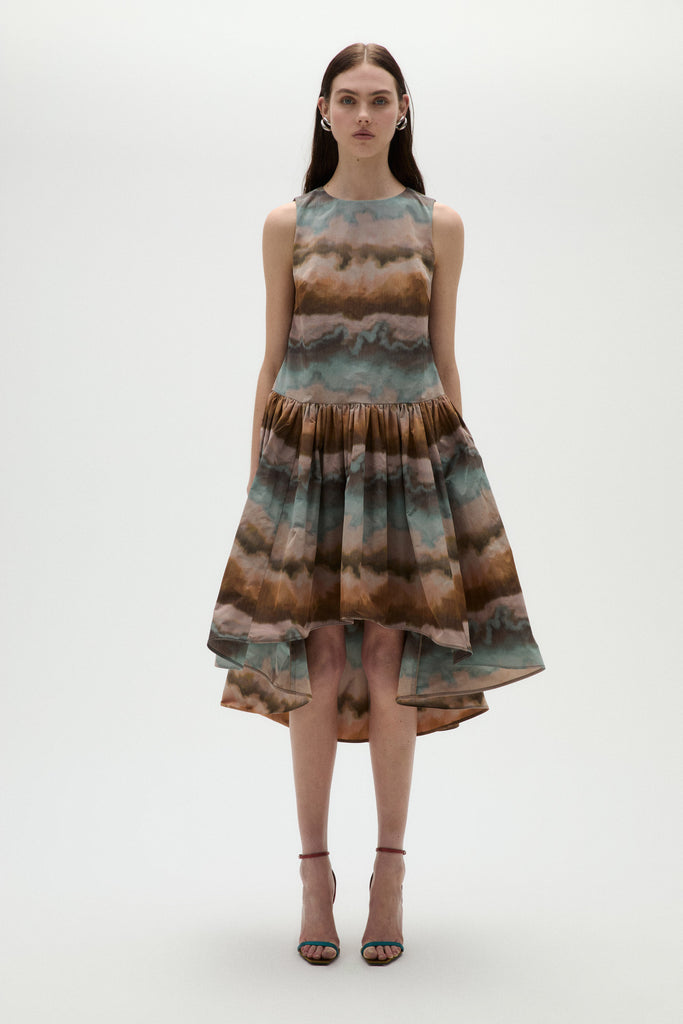 Product Printed Taffeta Trapeze Dress Image