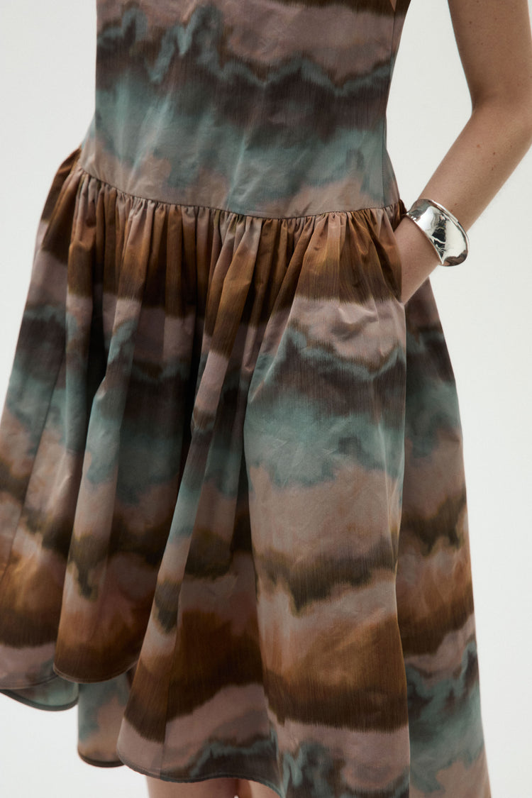 Printed Taffeta Trapeze Dress, dress from Collection Evening by Amsale, Fabric: taffeta