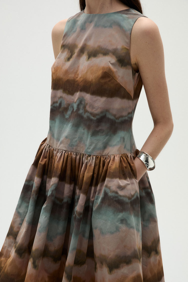 Printed Taffeta Trapeze Dress, dress from Collection Evening by Amsale, Fabric: taffeta