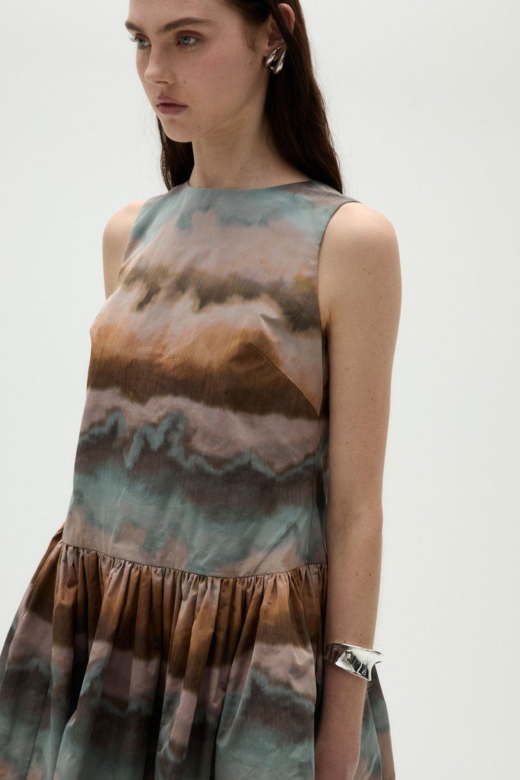 Printed Taffeta Trapeze Dress, dress from Collection Evening by Amsale, Fabric: taffeta