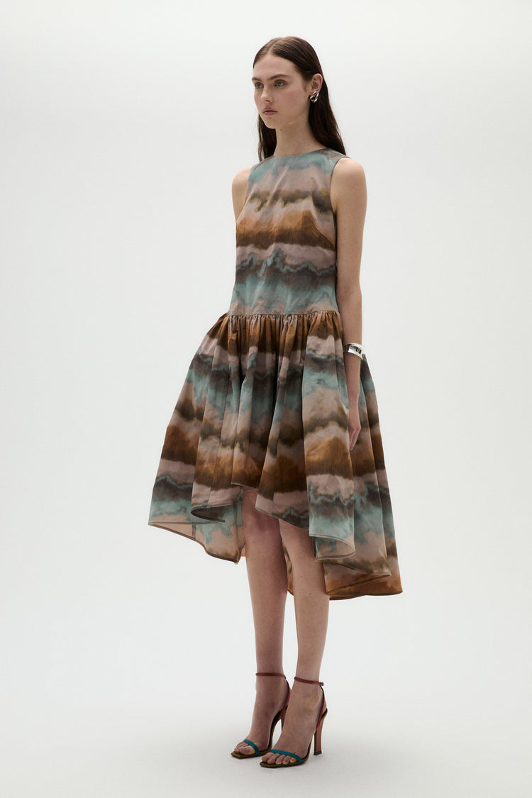 Printed Taffeta Trapeze Dress, dress from Collection Evening by Amsale, Fabric: taffeta