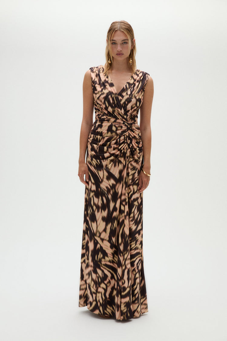 satin jersey dress 251P4261 Assyemtric Jersey Satin Fit And Flare Long Prom Dress