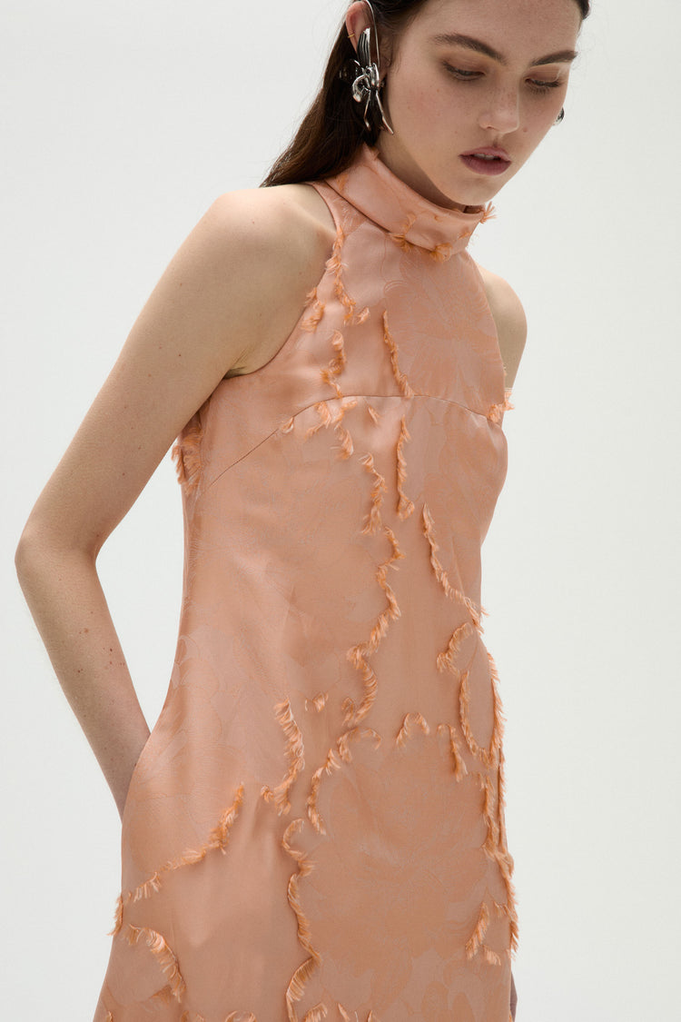 Jacquard Trapeze Gown Apricot / 12 | Amsale Jacquard Trapeze Gown Apricot / 12 | Amsale