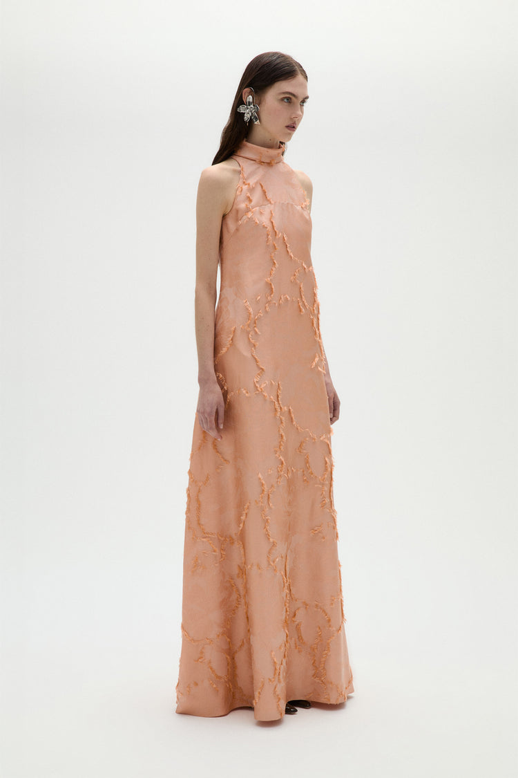 Jacquard Trapeze Gown Apricot / 12 | Amsale Jacquard Trapeze Gown Apricot / 12 | Amsale
