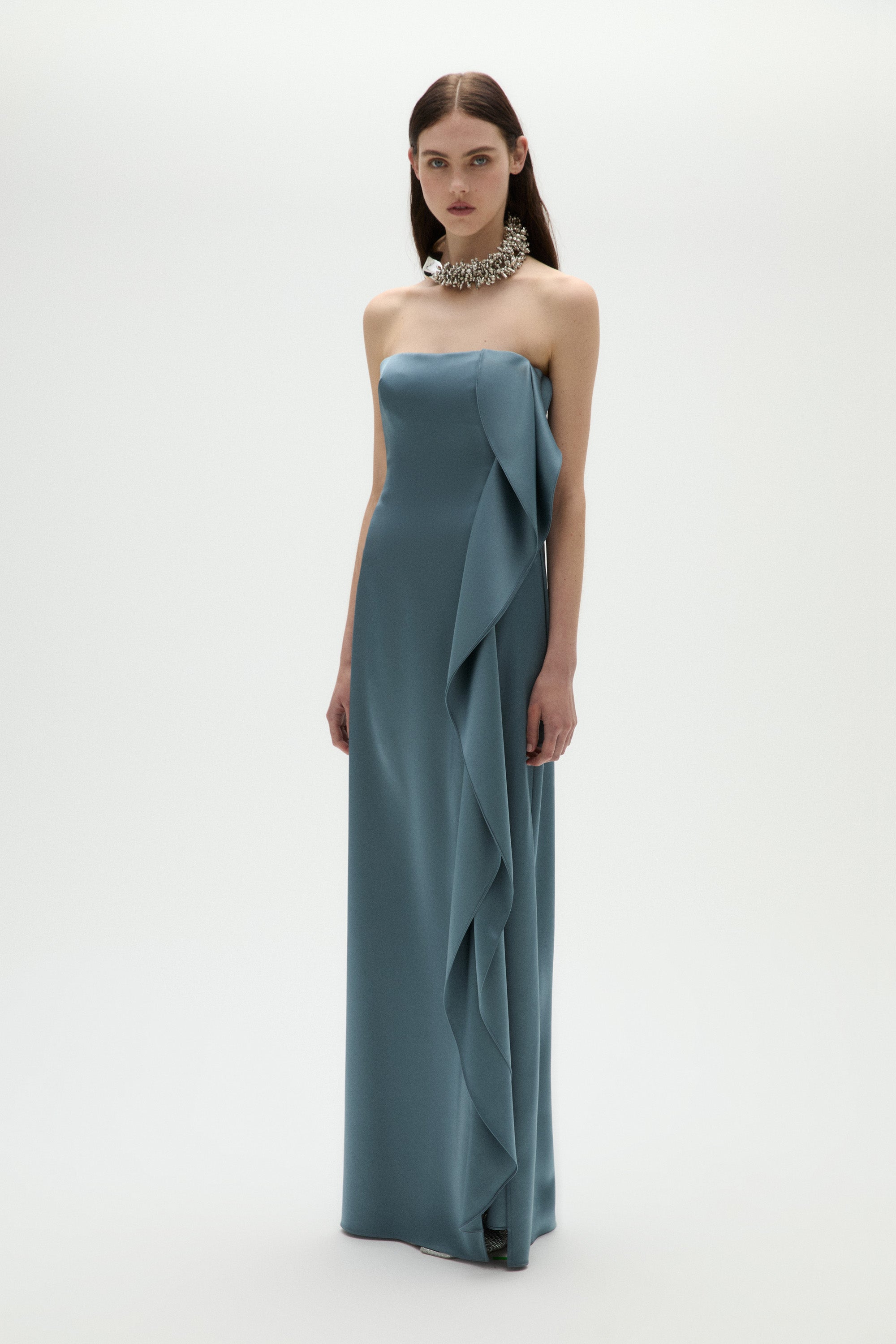 Satin Cascade Gown