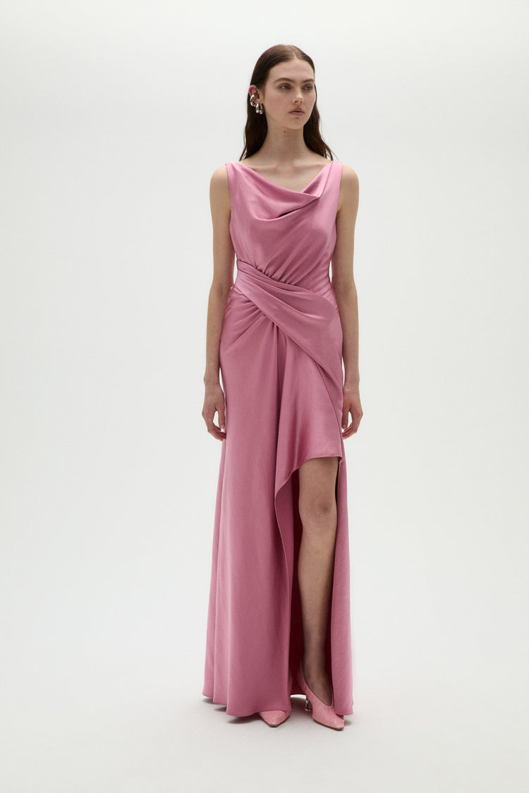 Satin Draped Gown Rose / 0 | Amsale Satin Draped Gown Rose / 0 | Amsale