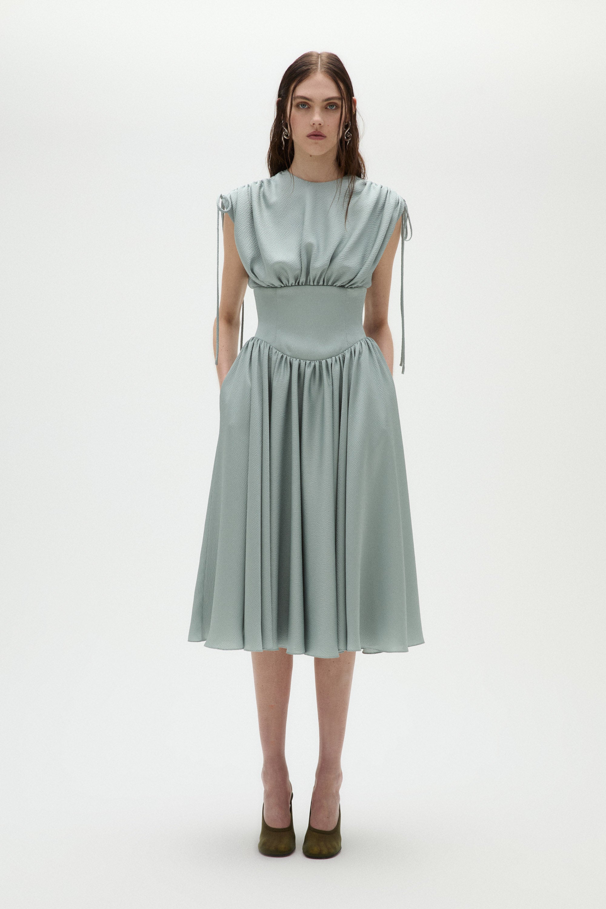 Hammered Satin Corset Dress