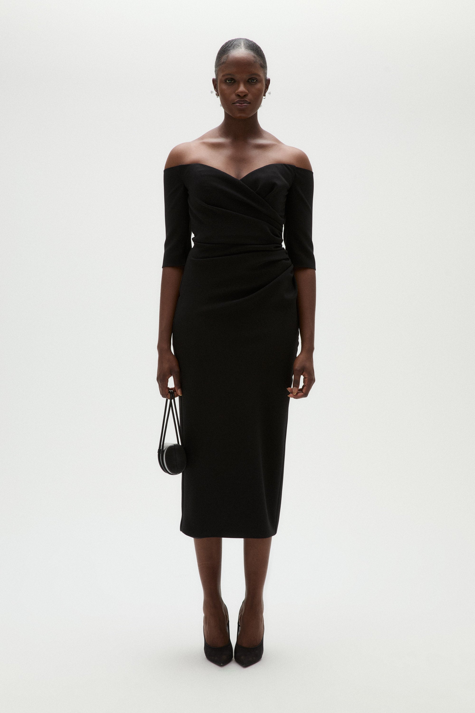 Stretch Crepe Cocktail Dress Black / 12