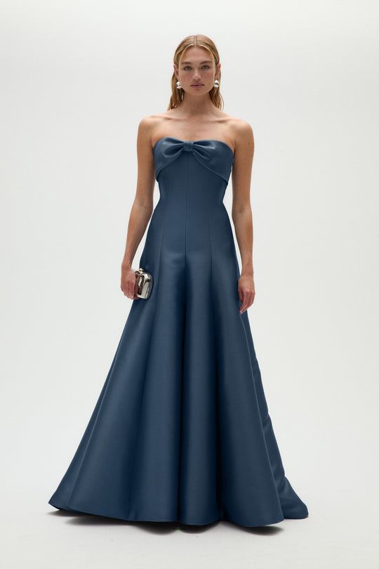 Bow Neck Strapless Gown, $1,250, dress from Collection Evening by Amsale