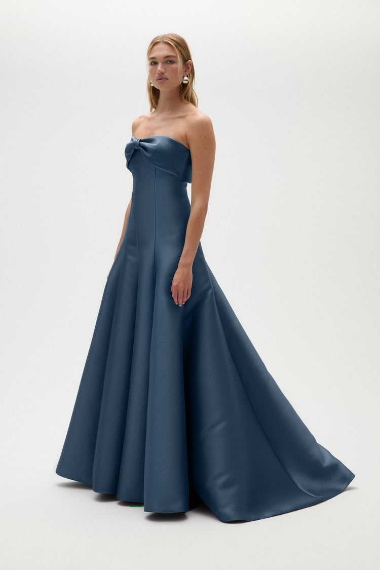 Image number 1: Bow Neck Strapless Gown, side view