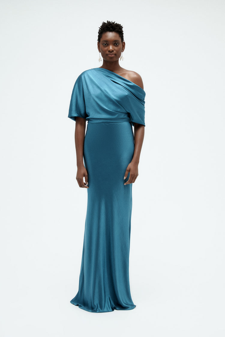 Liquid Satin Slouch Gown Ocean / 10 Liquid Satin Slouch Gown Ocean / 10