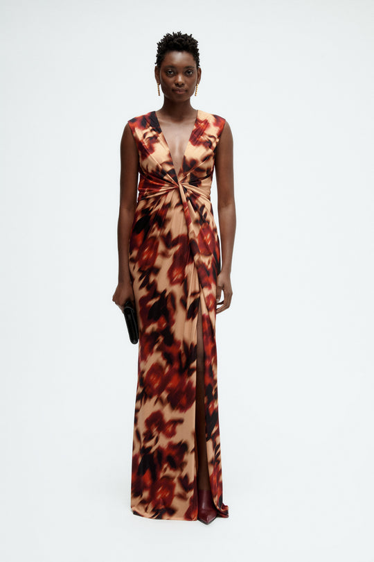 Printed Twist Dress, $1,350, dress from Collection Evening by Amsale, Fabric: crepe
