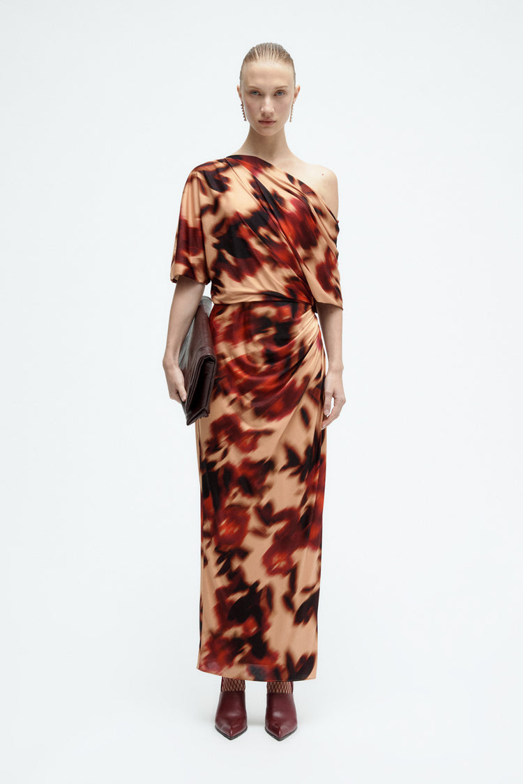 Printed Rose Drape Dress, dress from Collection Evening by Amsale, Fabric: crepe