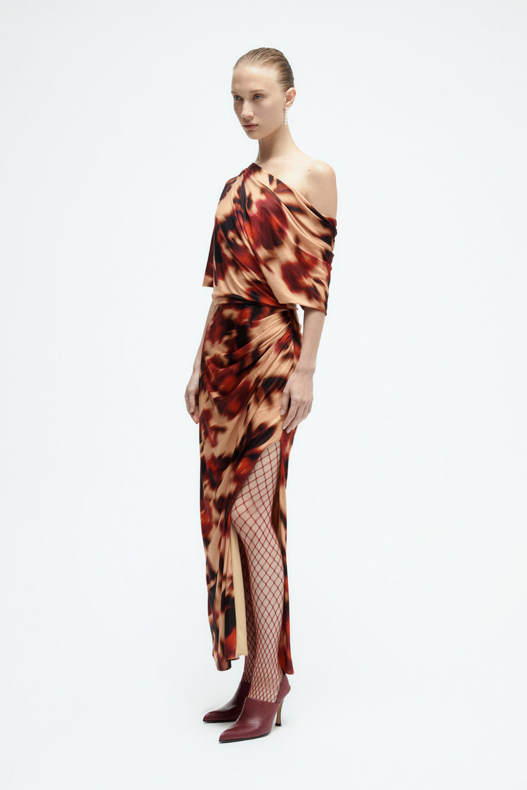 Printed Rose Drape Dress, dress from Collection Evening by Amsale, Fabric: crepe