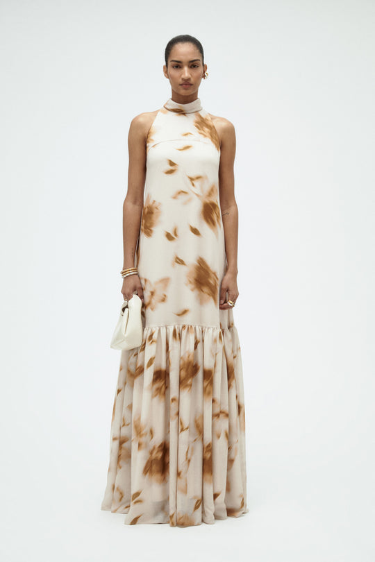 Floral Printed Trapeze Gown, $1,450, dress from Collection Evening by Amsale