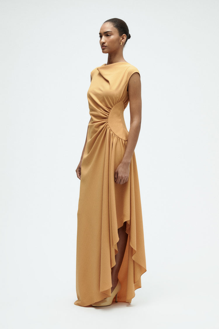Textured Cowl Neck Gown