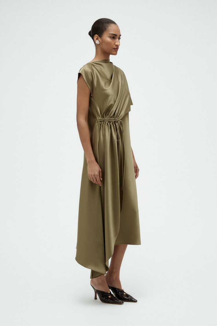 cape dress midi Emilia Wickstead Switzy Cape-effect Cloqu Midi Dress - Women - Ivory Dresses
